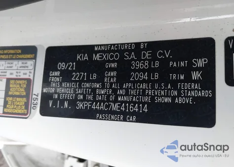 2021 Kia Forte Gt from USA, damaged, VIN 3KPF44AC7ME416414